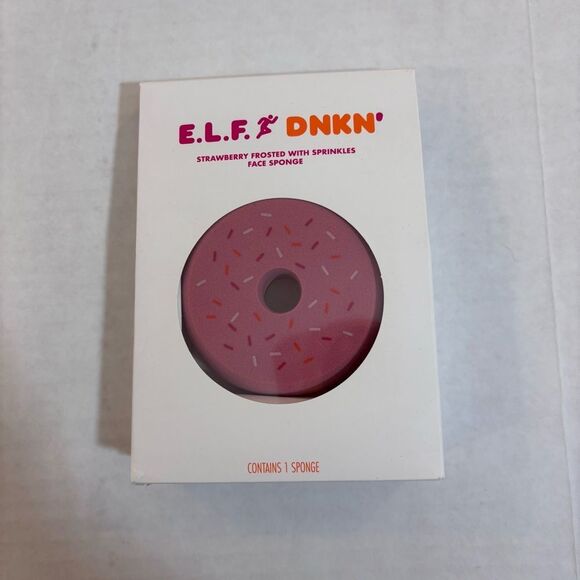 e.I.f. x Dunkin' Donut Strawberry Frosted Sprinkles Donut Face Sponge NEW - Picture 1 of 9